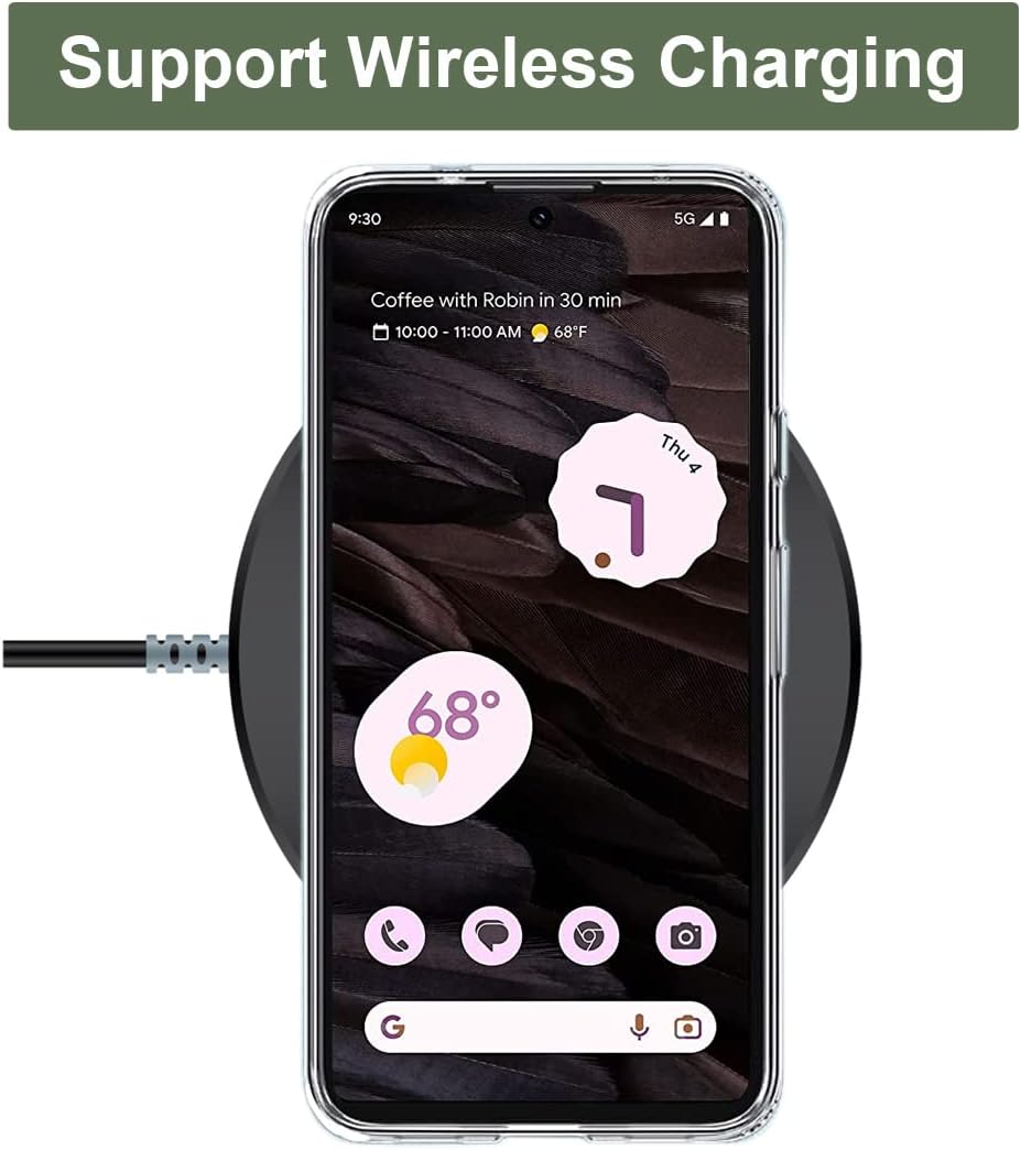 Unov Funda transparente compatible con Pixel 7a con diseño de TPU suave, absorción de golpes, diseño delgado en relieve, cubierta trasera protectora
