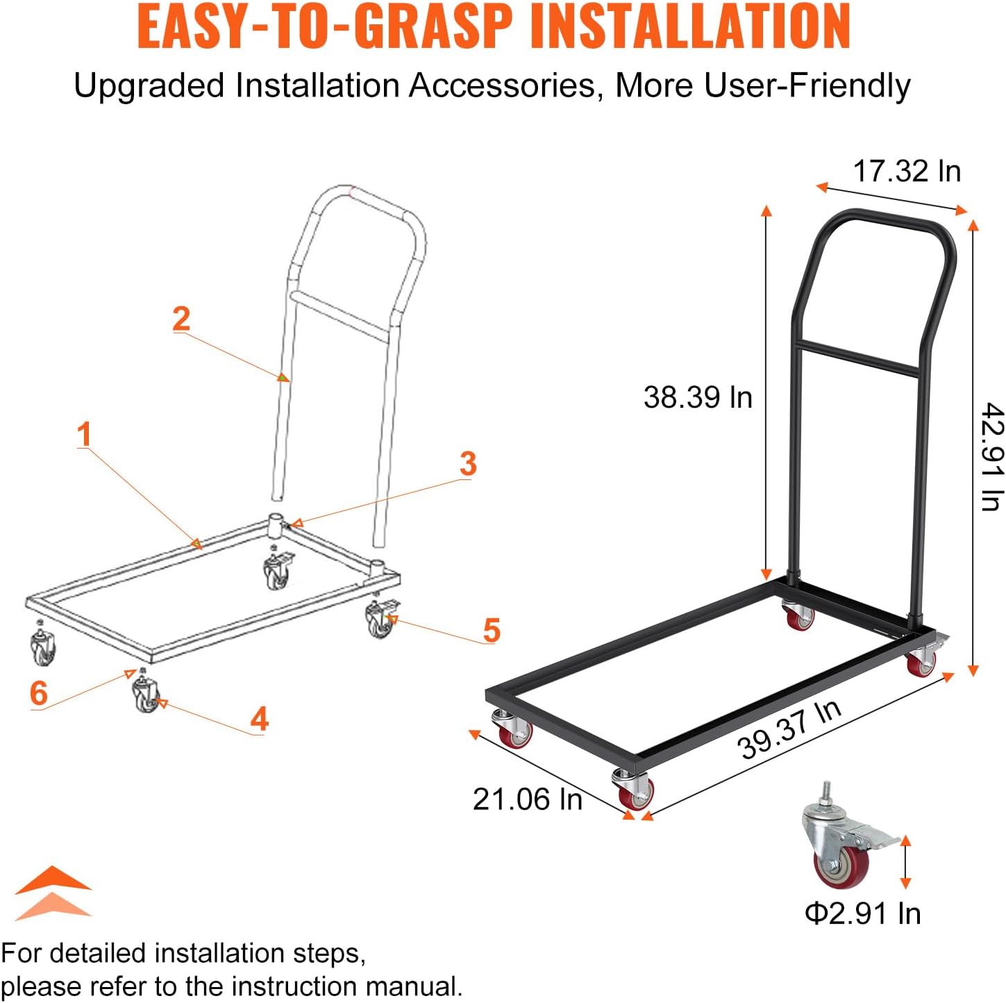 VEVOR Carrito de almacenamiento vertical de acero en forma de L, 39 pulgadas de largo x 21 pulgadas de ancho x 42.9 pulgadas de alto, carrito de