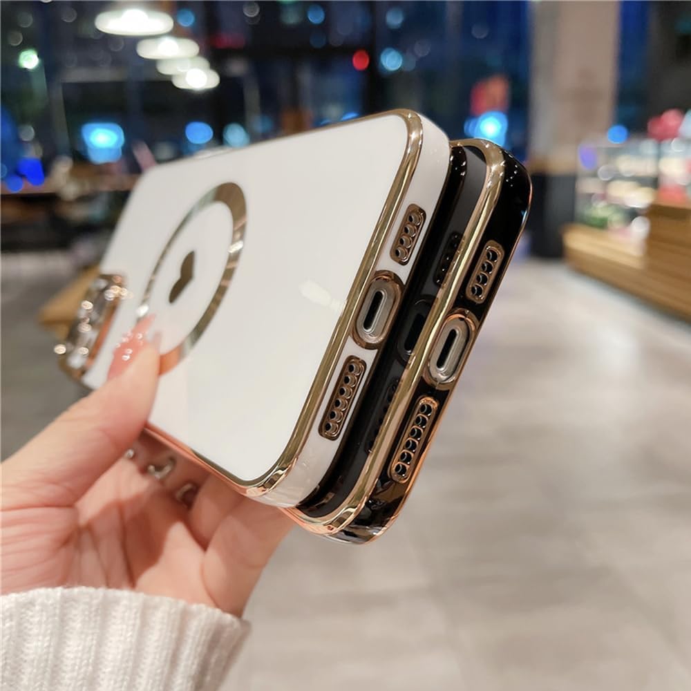 ZinLyuen Diseñada para iPhone 15, compatible con MagSafe protector de lente de cámara integrado, a prueba de golpes, funda magnética de silicona