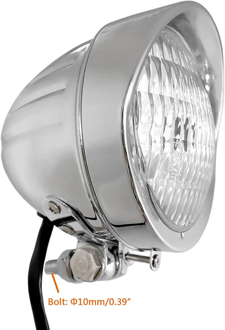FATECIM 4.5 “motocicleta faro aluminio visera Bullet cromo cabeza luz lámpara para Harley Sportster XL Dyna Softail Bobber