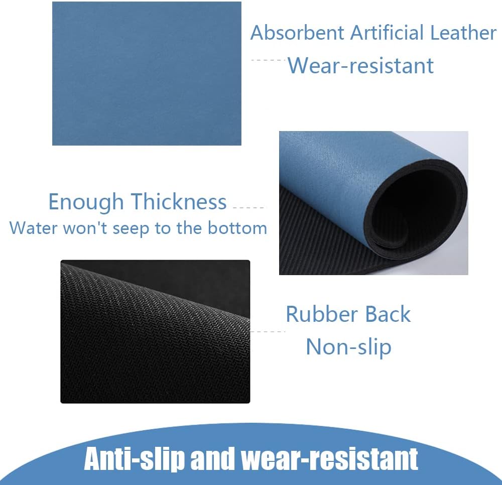 TCASH Tapete de secado de platos para encimera de cocina, 24 x 16 pulgadas, tapete de drenaje súper absorbente, almohadilla antideslizante para