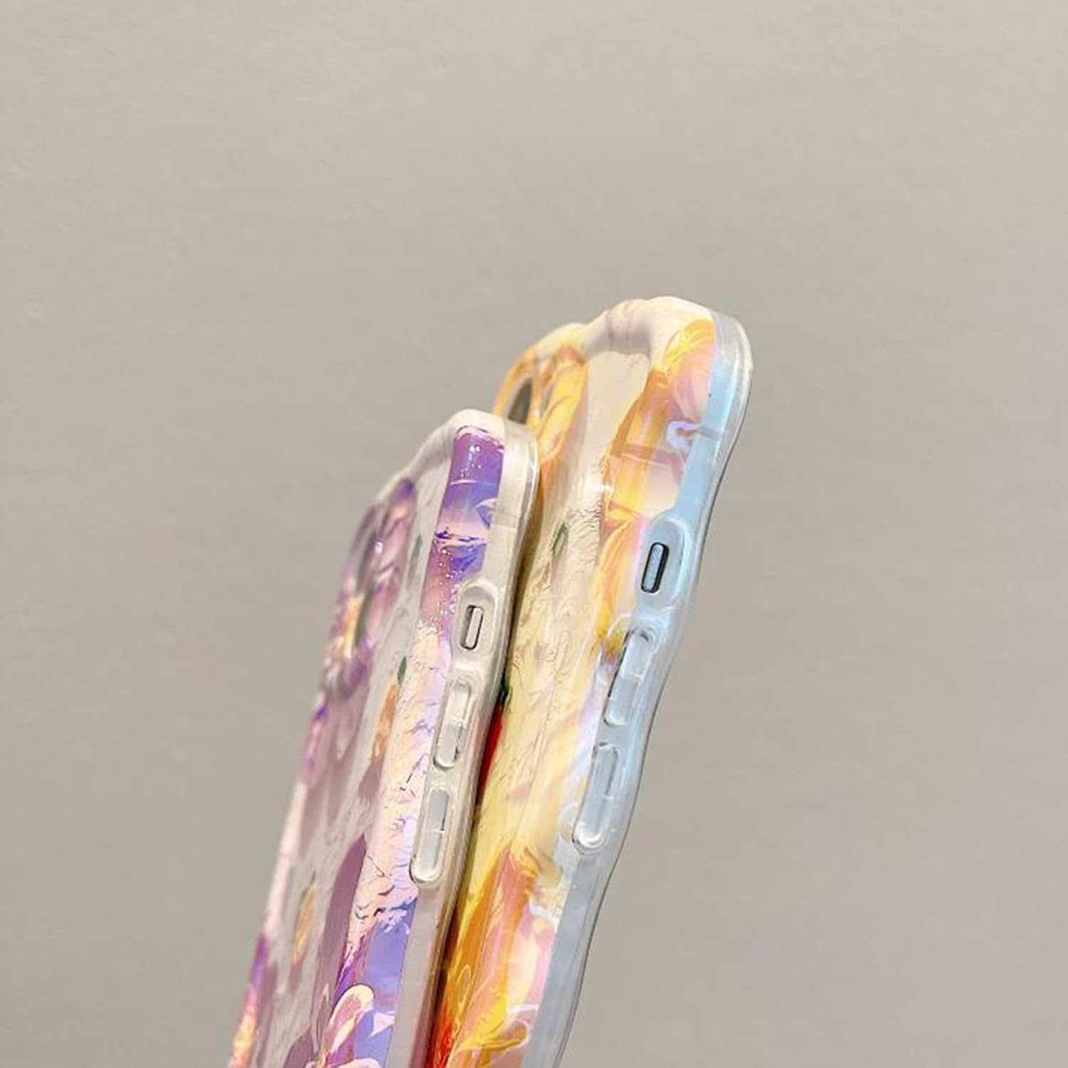ZCDAYE Funda para iPhone 13 (6.1 pulgadas), pintura al óleo retro con estampado de flores florecientes, colorido borde brillante, marco ondulado