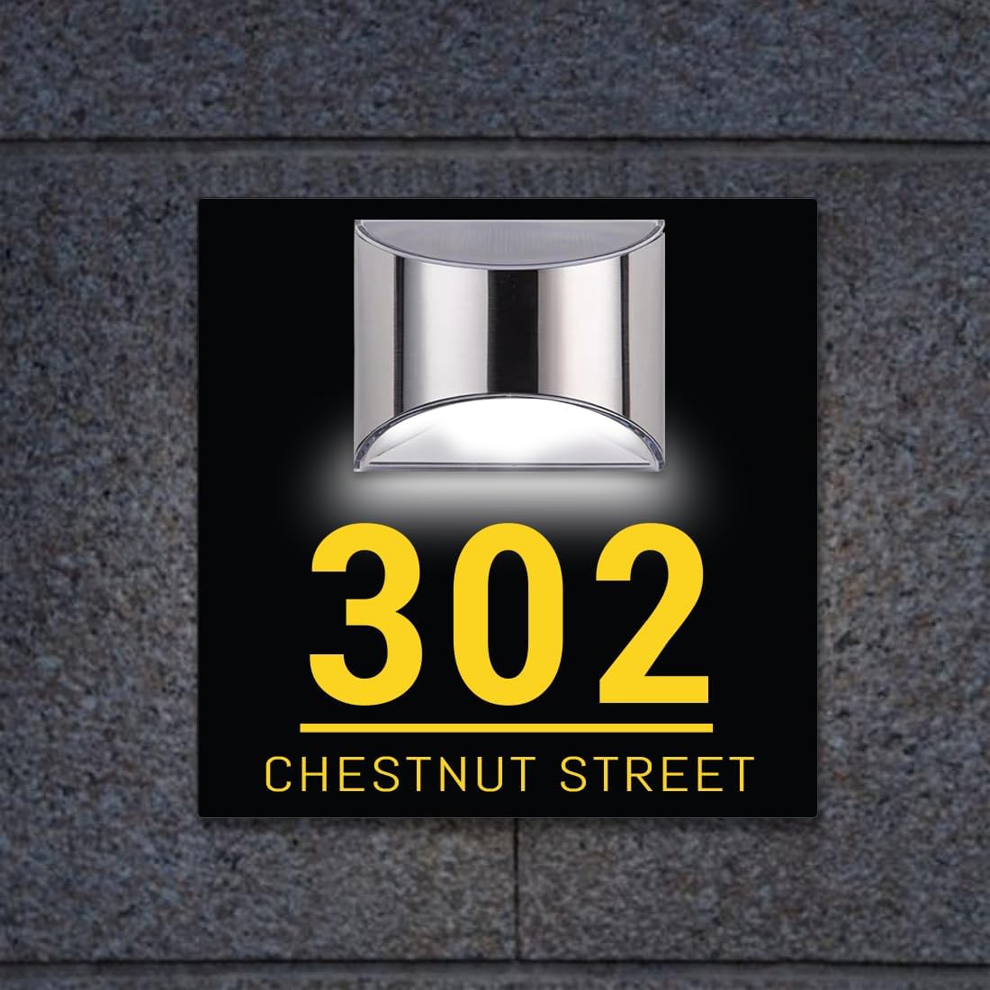 Placa de puerta moderna solar personalizada, placa de dirección iluminada con placa LED personalizada, letrero acrílico iluminado LED, regalo de