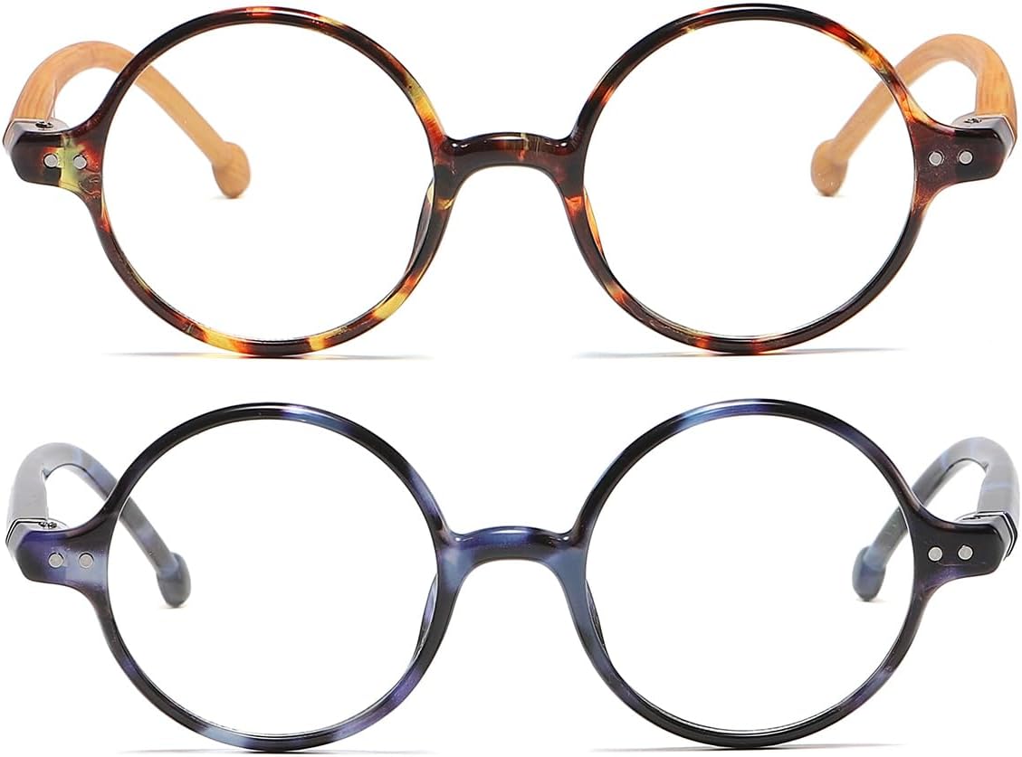 JOVAKIT Lentes de bloqueo de luz azul redondos retro para mujeres y hombres, estilo literario vintage, sin receta