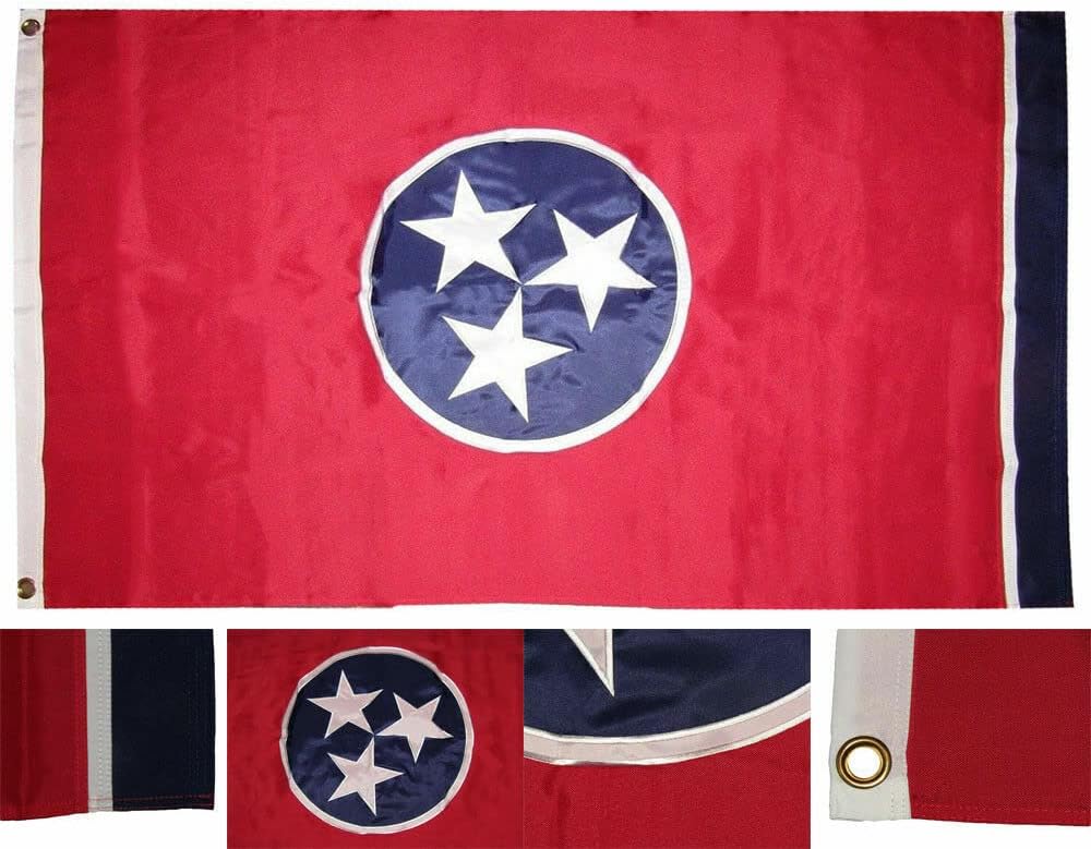 Premium 5×8 Embroidered Sewn State of Tennessee 600D Nylon Flag 5’x8′ FABRIC