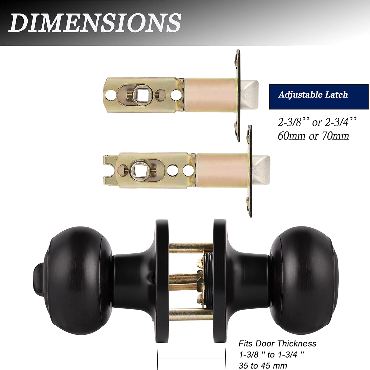 Probrico 609-ORB-BK – Perilla para puerta de baño, interior, sin llave, color bronce aceitado.