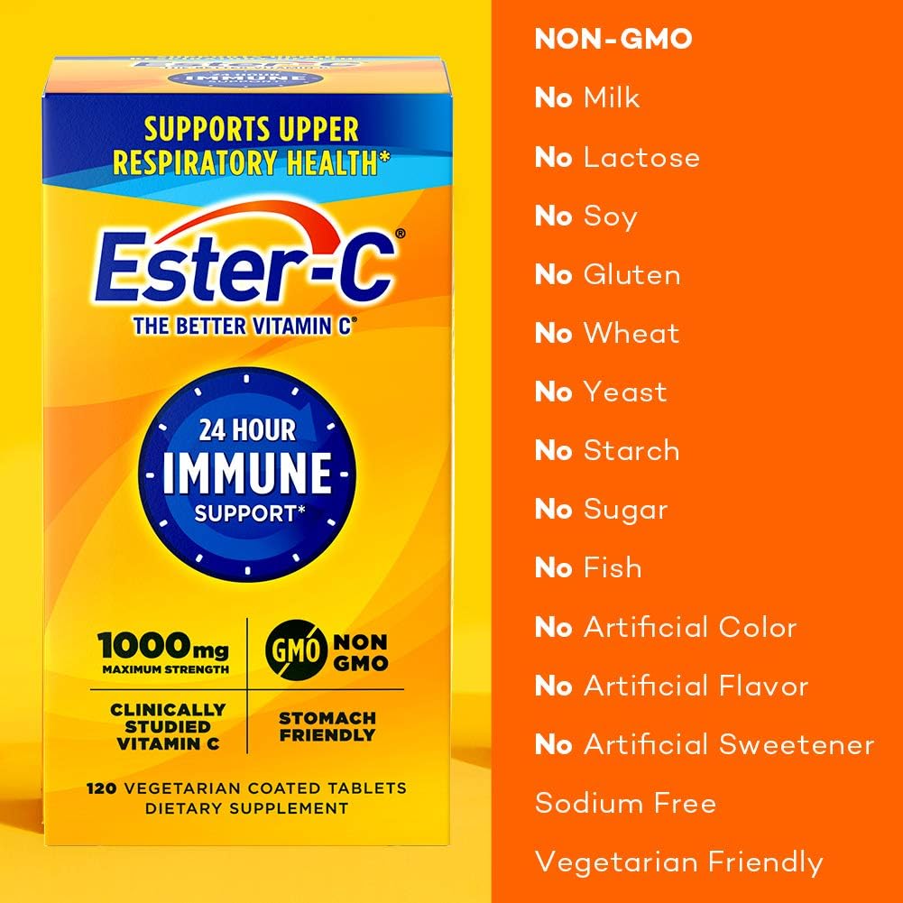 Ester-C 500 mg con cápsulas de bioflavonoides cítricos 120 y vitamina C 1000 mg comprimidos recubiertos, 120 unidades, refuerzo del sistema