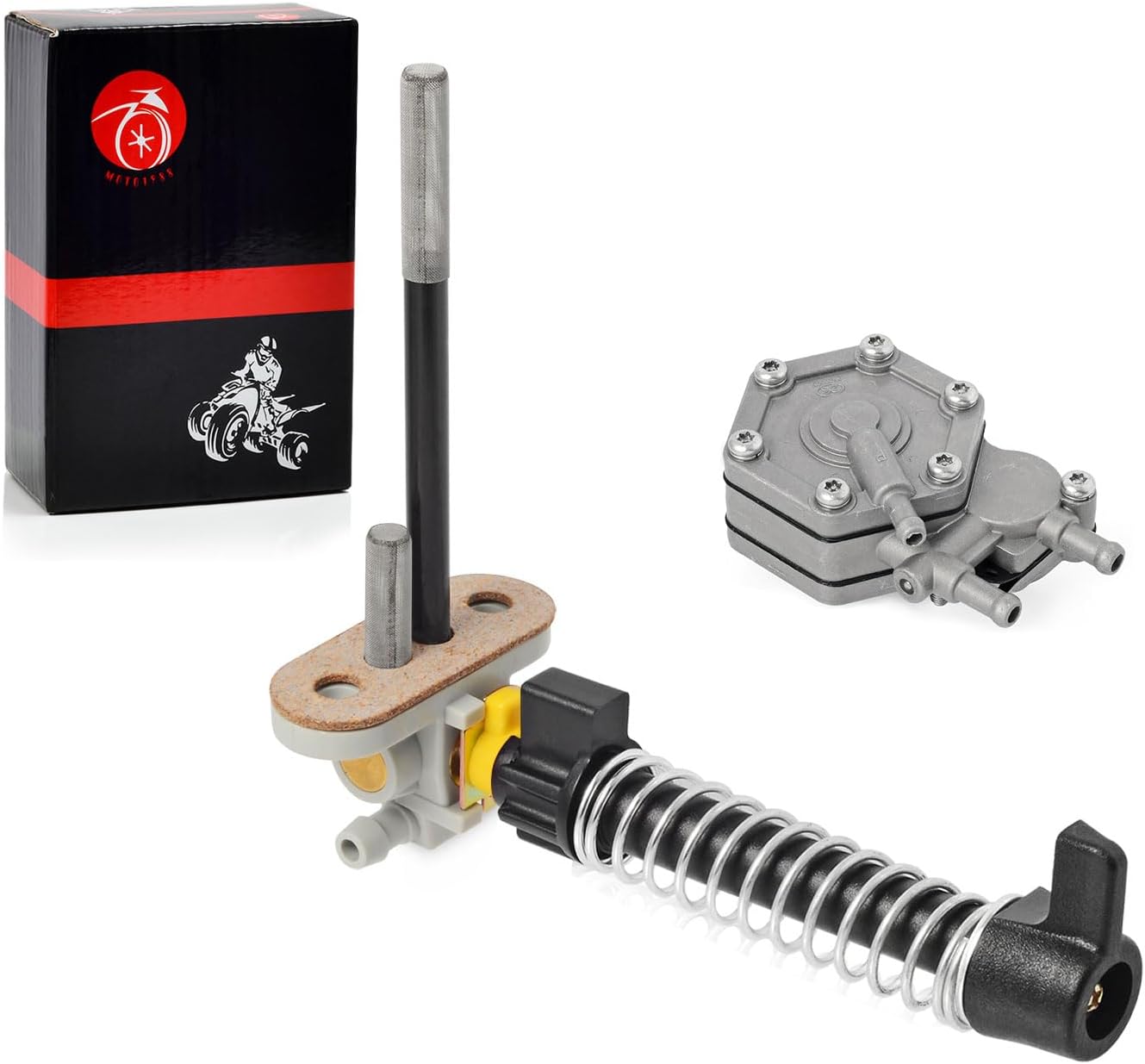 Bomba de combustible y válvula de combustible Petcock y pomo de palanca Kit de resorte para Polaris Scrambler 500 1998-2001 Magnum 425 1997-1998 Big