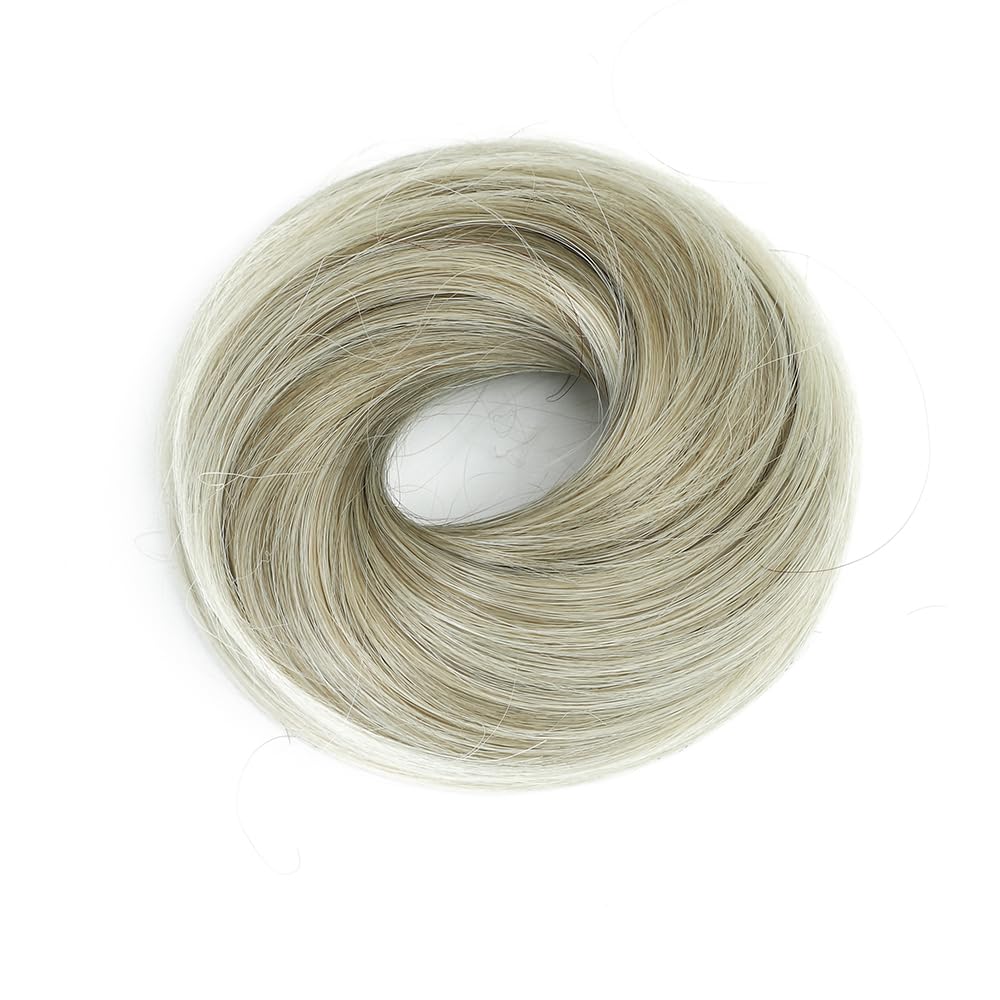 KETHBE Pieza de pelo desordenado, moño sintético despeinado, pieza de pelo corto para cola de caballo sintética con banda de goma elástica, piezas