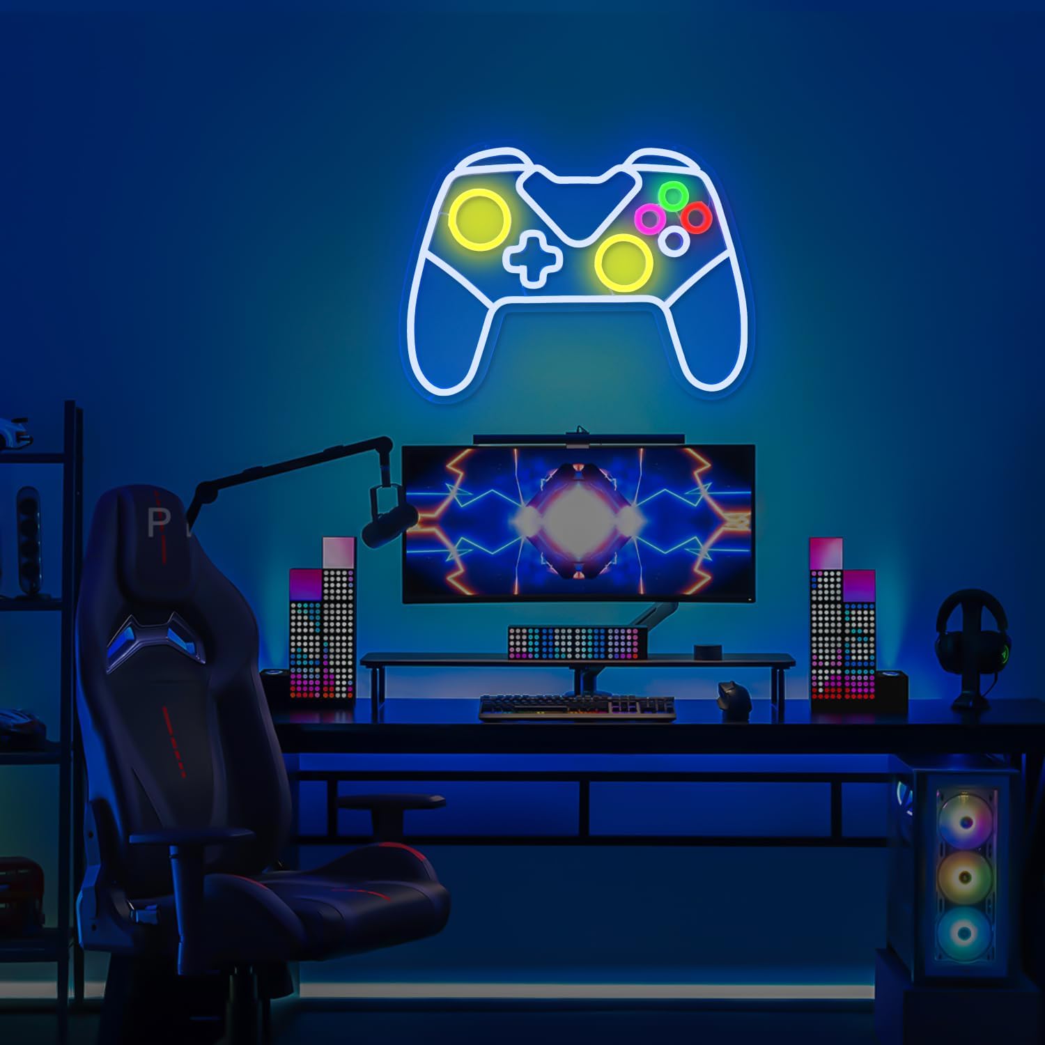 Letrero de neón para videojuegos, luces de neón para videojuegos, controlador de control de gamepad para decoración de sala de juegos, letreros