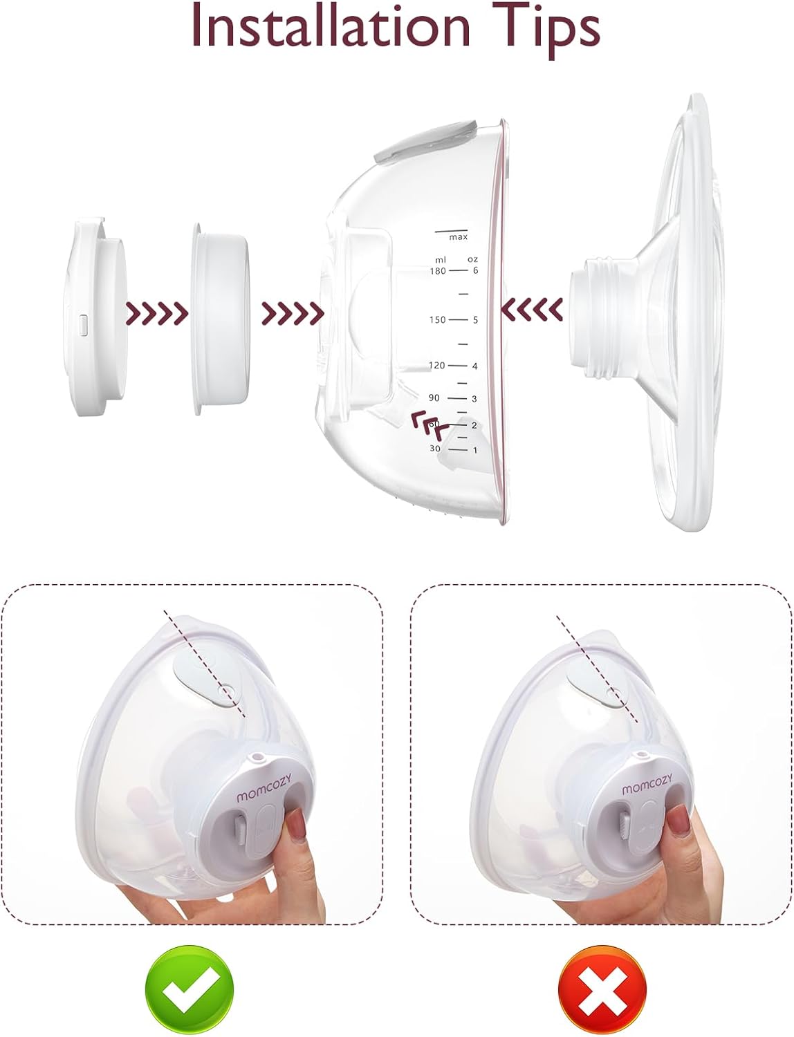 Momcozy Juego completo de vasos de colector solo para Momcozy V1V2. Accesorios de repuesto originales para extractor de leche V1V2 (máximo 7.8