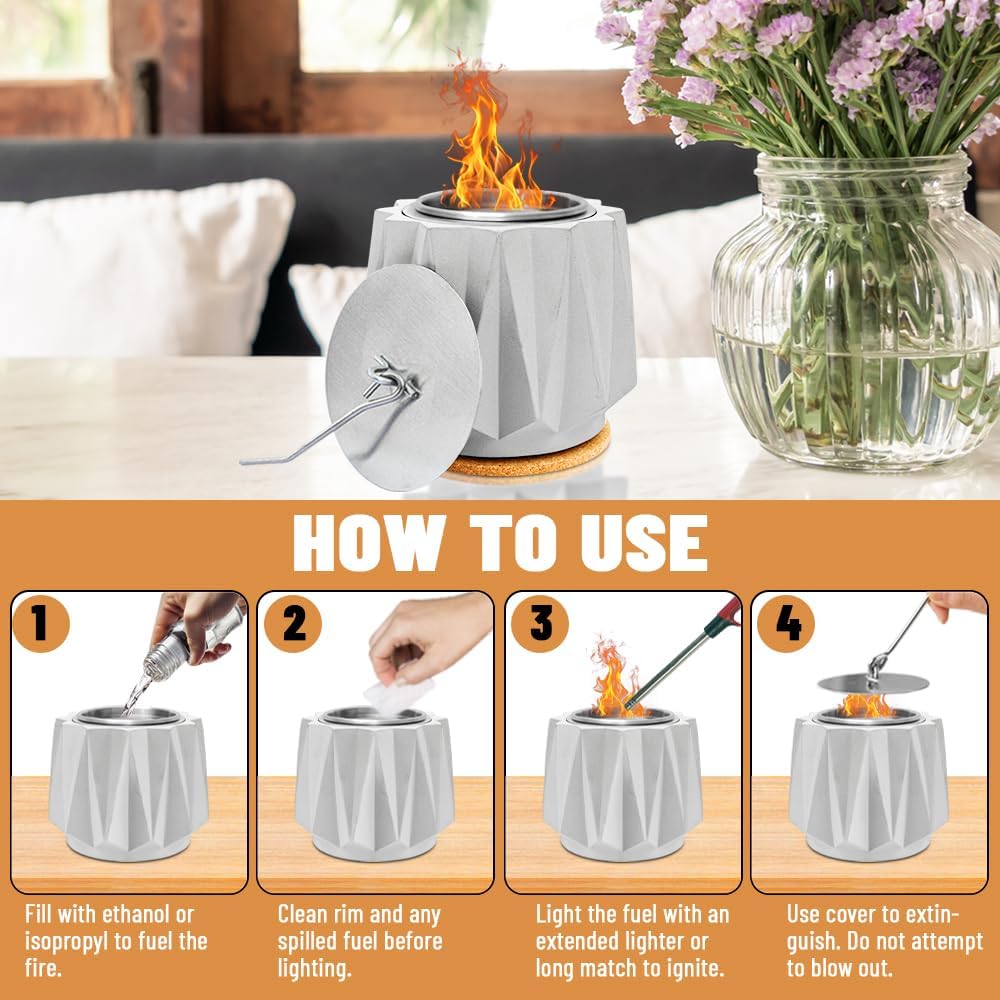 Cuenco de hormigón para fogata de mesa, para exteriores e interiores, fogata de mesa de patio, mini hoguera portátil, hoguera de mesa y hoguera de