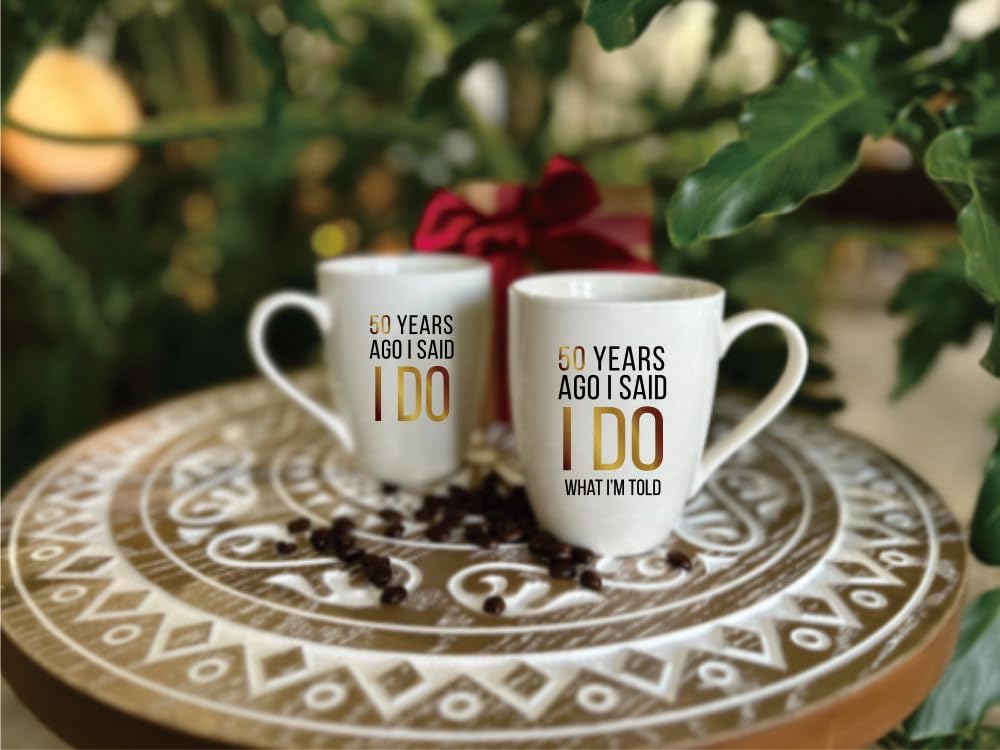 Tazas de aniversario de boda, 50 Years Ago I Said I Do, I Said I Do What I’m Told, taza de café para parejas, regalo de broma, divertido regalo de
