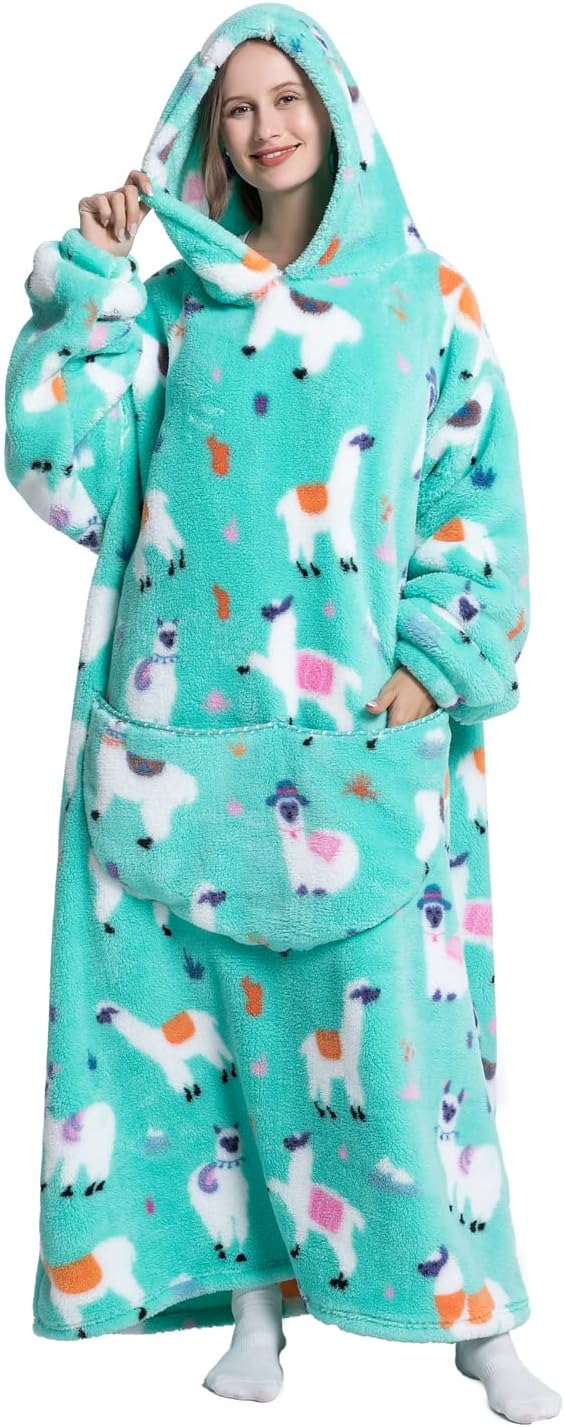 Manta con capucha para mujeres y adultos, de gran tamaño, sudadera con capucha (alpaca-extra larga)