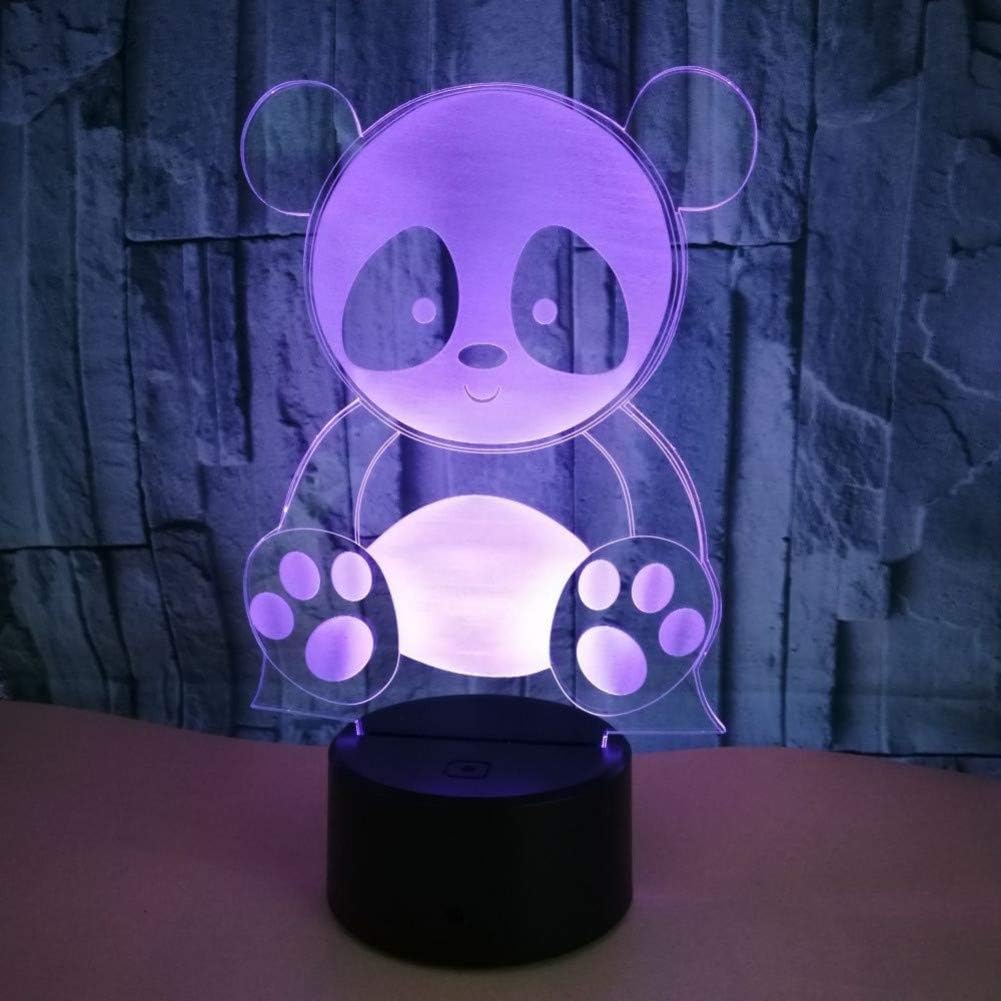 Lámpara de ilusión de luz nocturna de panda 3D, 716, cambio de color, lámpara LED, interruptor táctil alimentado por USB, control remoto, regalo de