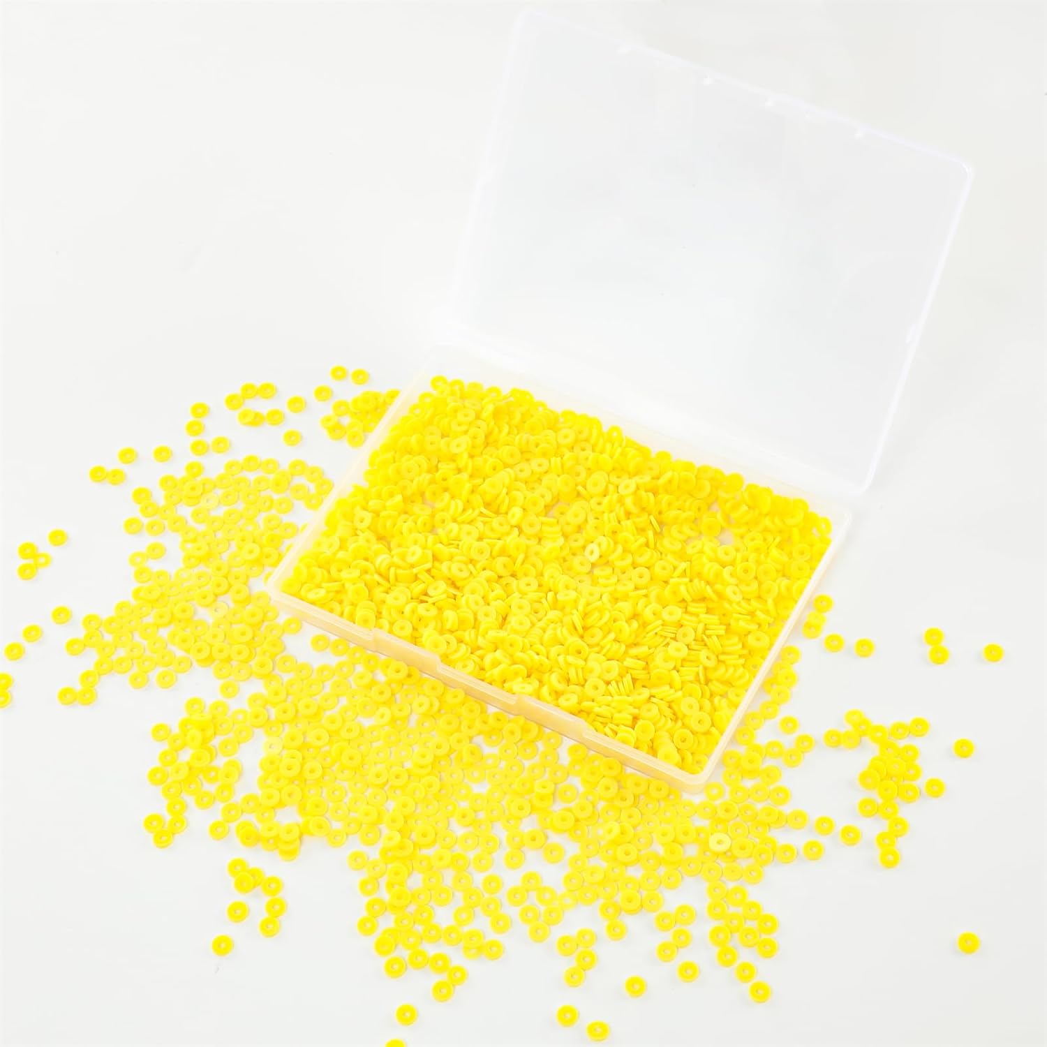 2000 cuentas de arcilla de 0.236 pulgadas con paquete de caja, cuentas de arcilla polimérica amarilla para pulseras, collares, joyería (amarillo)