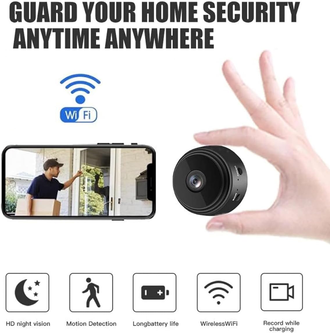 YuuKeni Camtrix – Mini cámara de seguridad magnética, mini cámara de seguridad magnética inalámbrica HD de 1080p, enfoque espía magnética, mini