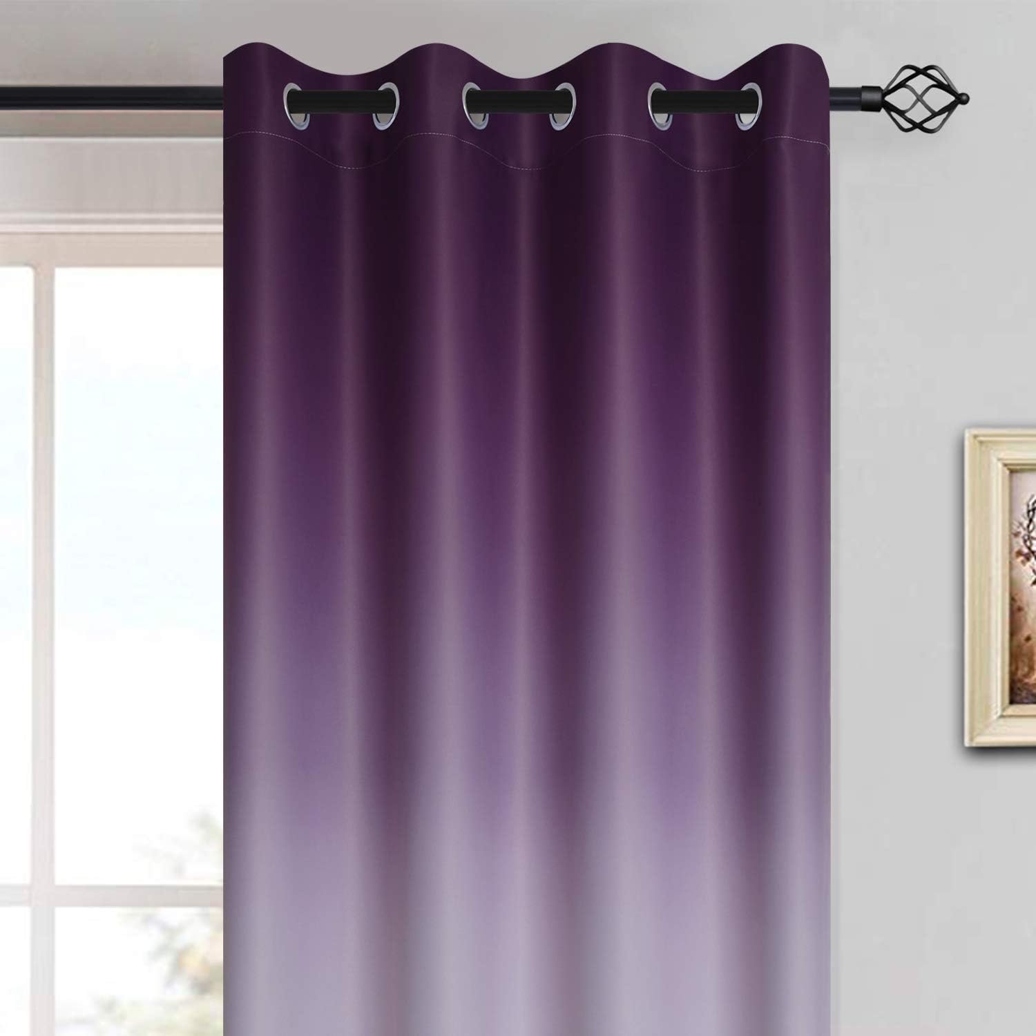 Yakamok – Cortinas blackout con color degradado, poliéster grueso, aislamiento térmico y ojales para sala y dormitorio