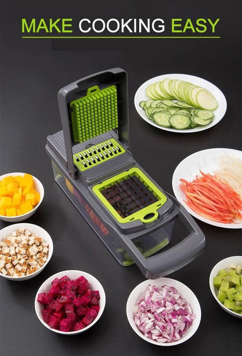 THE PERFECT PART Cortador de frutas y verduras 14 en 1, cortador de alimentos cebolla vegetariana, rebanador de cocina