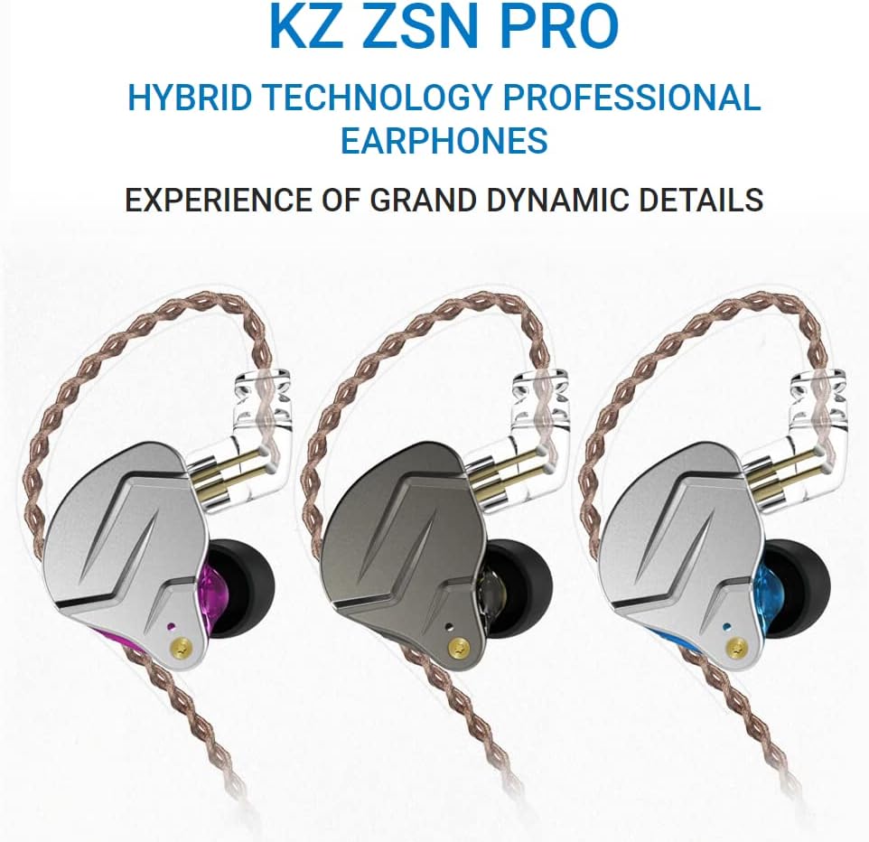 keephifi KZ ZSN Pro – Auriculares intrauditivos con cable en el oído, híbridos dinámicos, controladores de oído duales, desmontables, sin enredos,