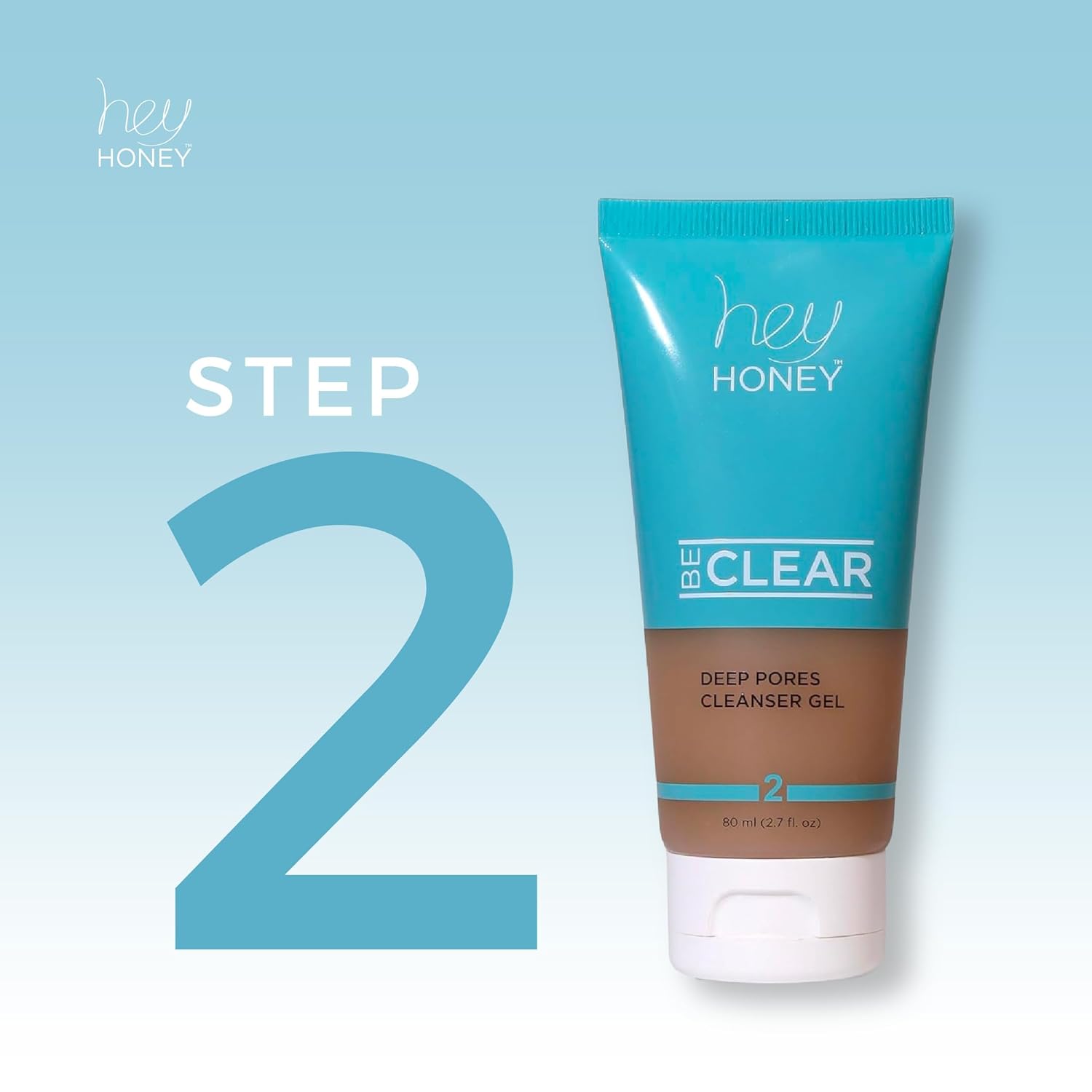 Hey Honey Skincare Be Clear – Gel limpiador de poros profundos para el control del acné  Propóleos, aceite de té verde, camelia, exfolia,