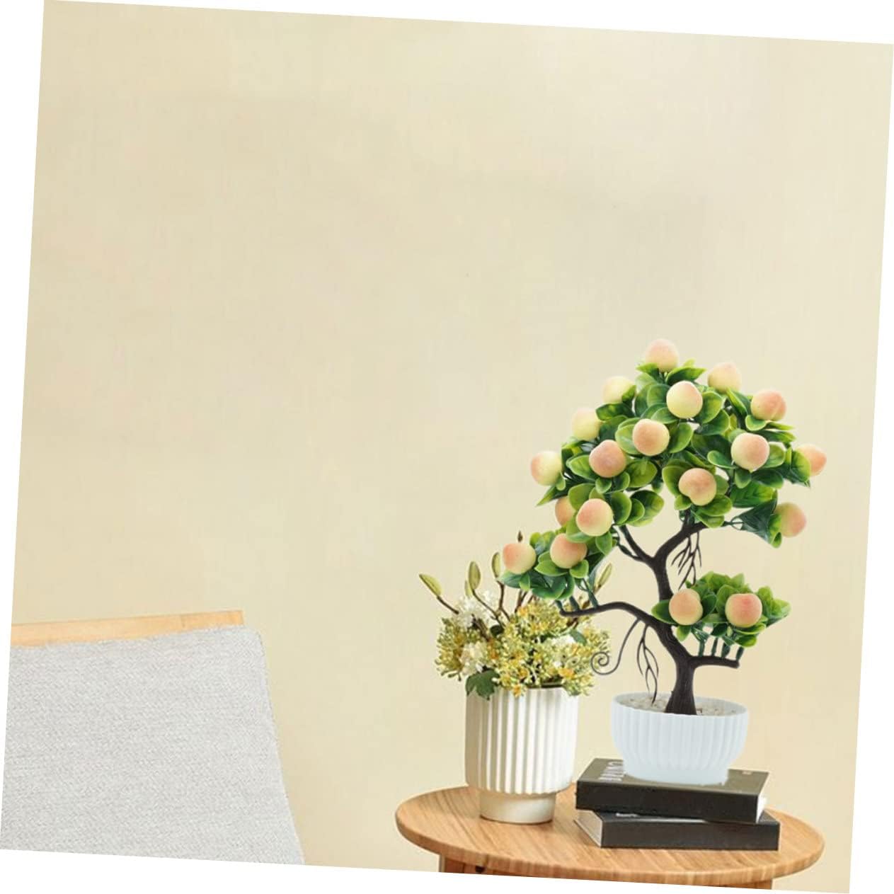 HOMSFOU Árbol frutal artificial de limonero, árbol frutal artificial de melocotón, bonsái en maceta, decoración de fiesta de durazno, árbol pequeño