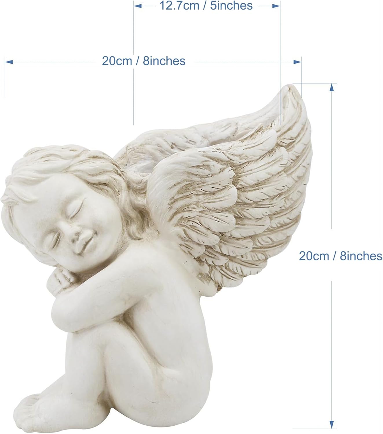 Maceta para colgar en la pared y superficie plana, con cabeza de ángel de 8 pulgadas, soporte para flores, jarrón de resina para muñeca, maceta de