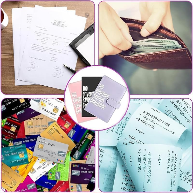 Carpeta de presupuesto con sobres de 100 sobres de hojas sueltas para parejas de ahorro de presupuesto, carpeta de ahorro de dinero, cartera de