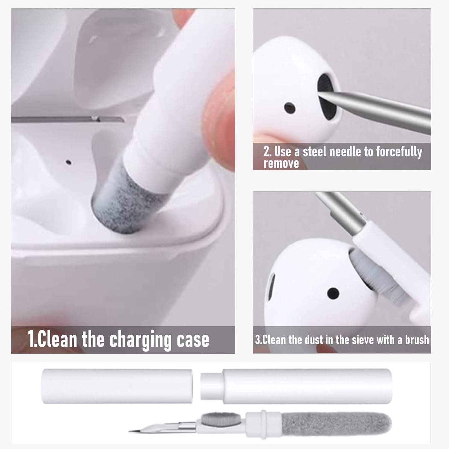 Youtec Funda compatible con Airpods Pro 2 con kit de limpieza, funda protectora militar dura a prueba de golpes para Airpods con bloqueo seguro