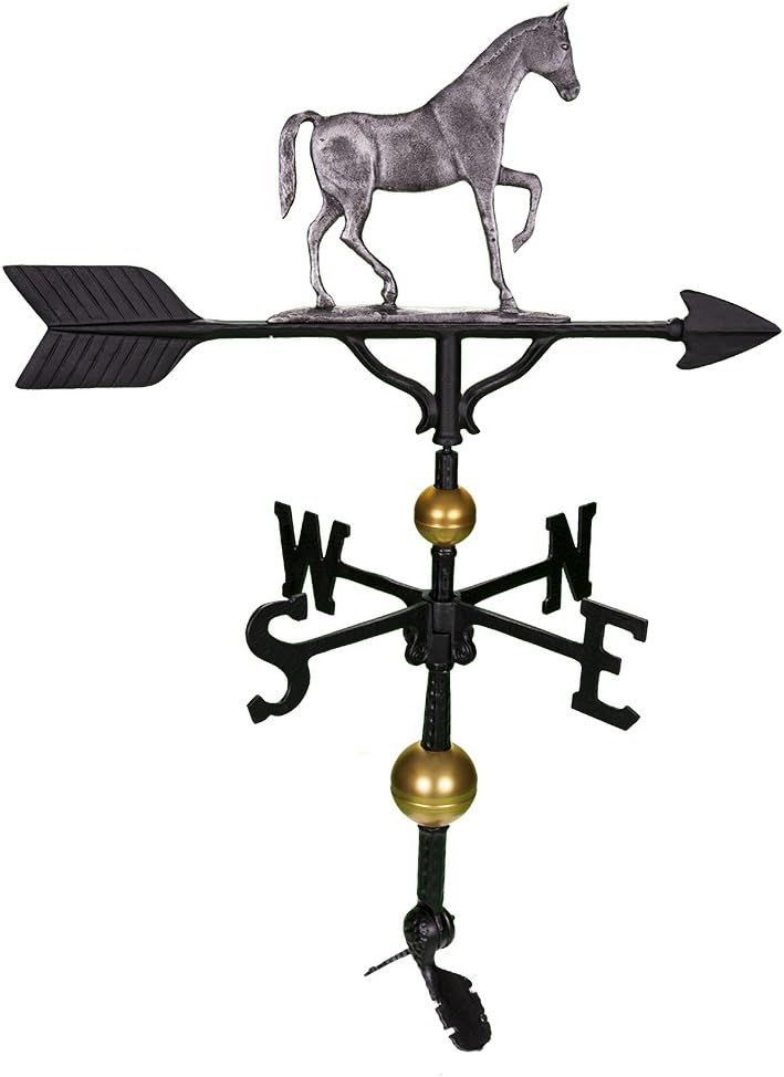 Montague Metal Products Veleta de lujo de 32 pulgadas con adorno de caballo de hierro sueco