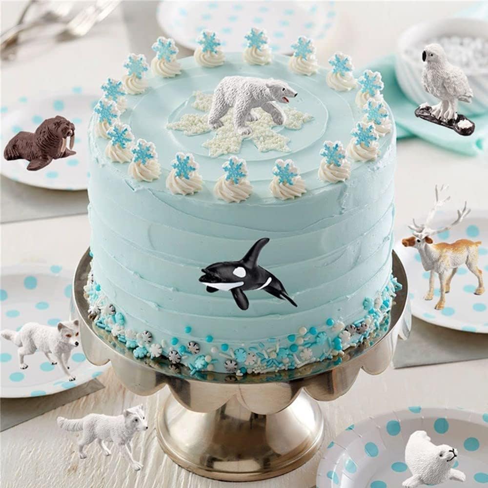 Juego de mini figuras de animales árticos, 18 piezas de mini juguetes de animales árticos, para niños pequeños, de plástico realista, reno ártico,