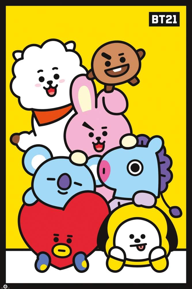 1art1 Line Friends – Póster BT21, Pileup (36 x 24 pulgadas)