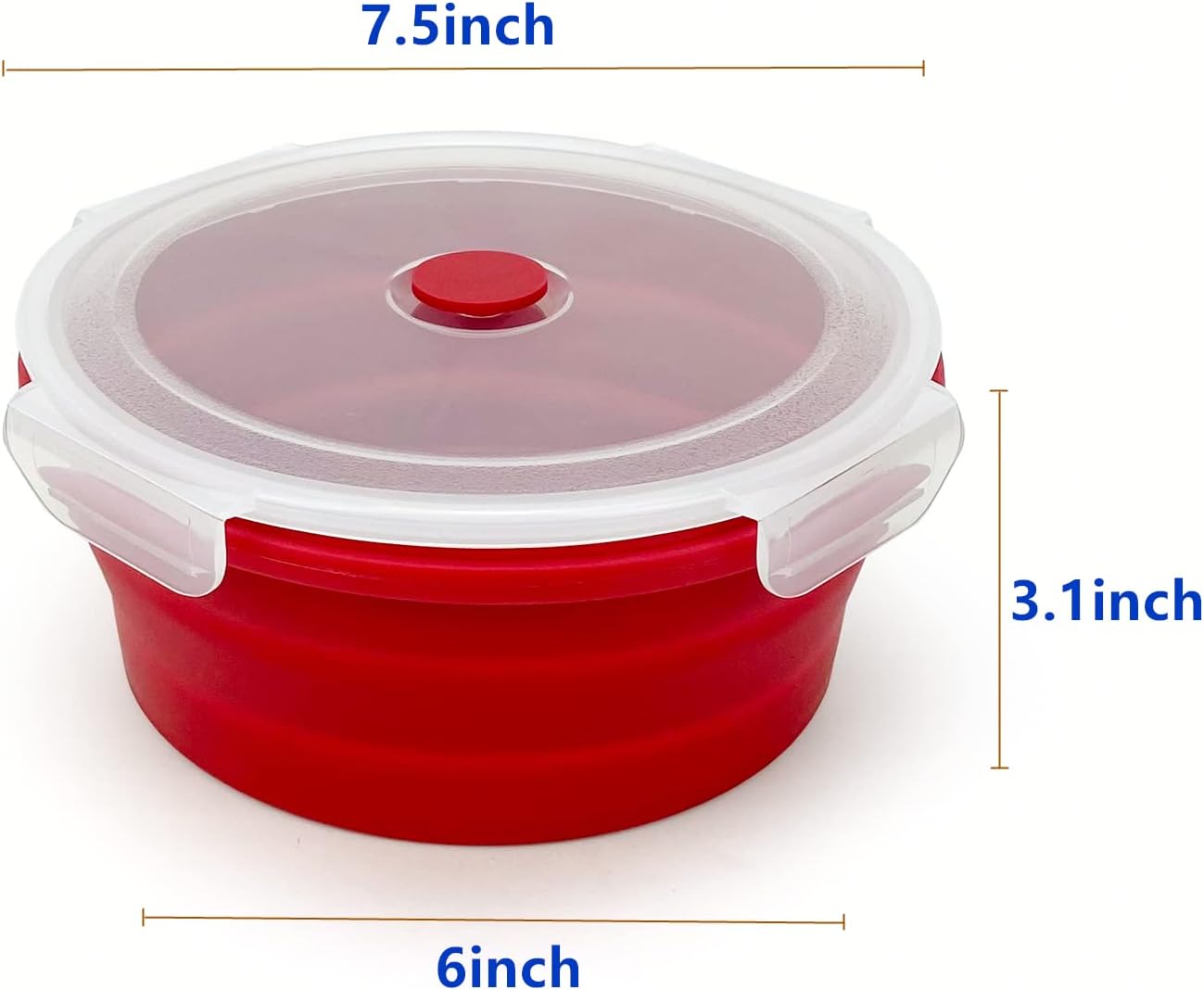 Tazón grande de 40.6fl oz con cuchara plegable, cuenco plegable con tapa, contenedor de silicona para viajes, camping, preparación de comidas y