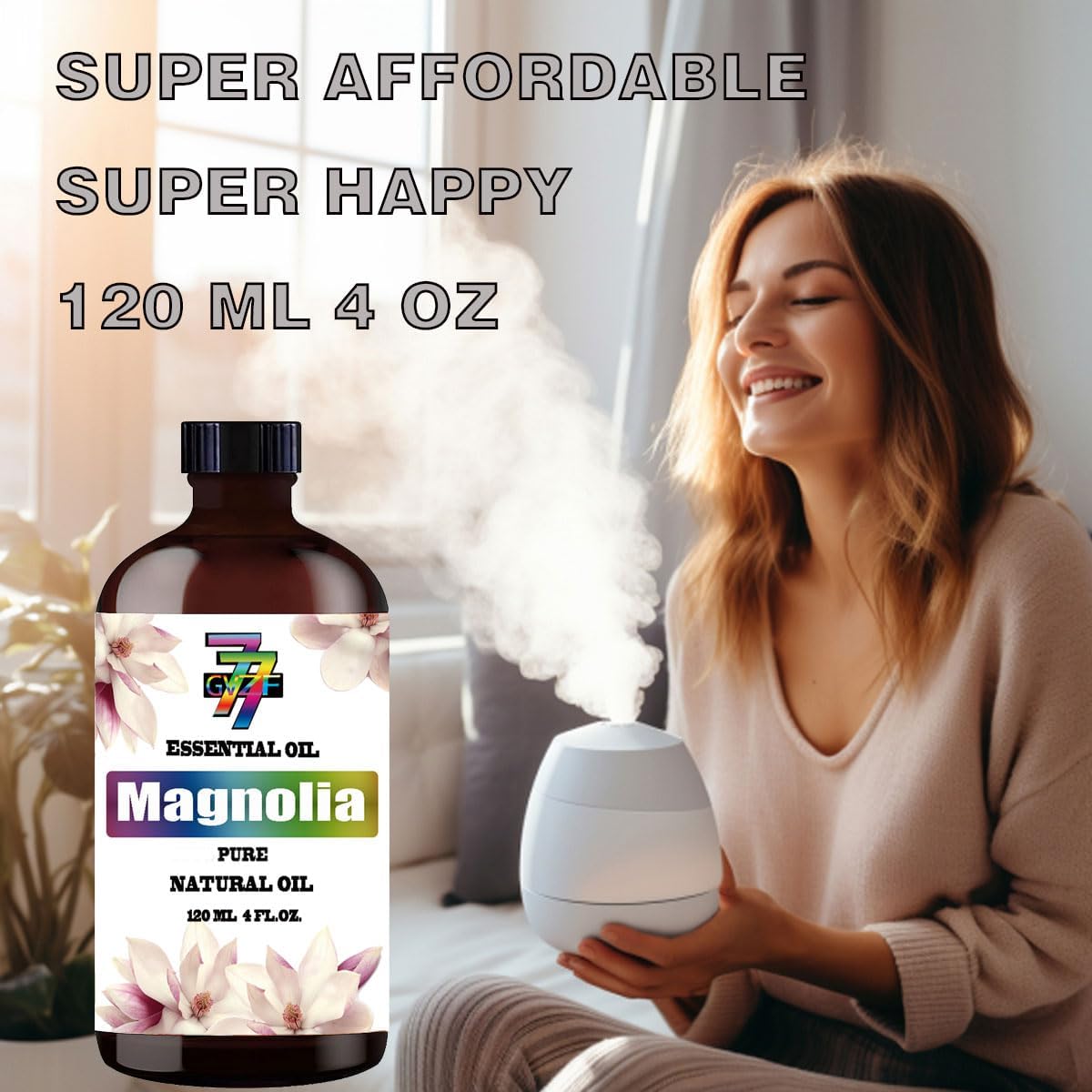 Aceite esencial Magnolia de 4 onzas líquidas (4.1 fl oz), aceite de magnolia para difusor, hogar, baño, spa, masaje, yoga, vela de bricolaje, jabón