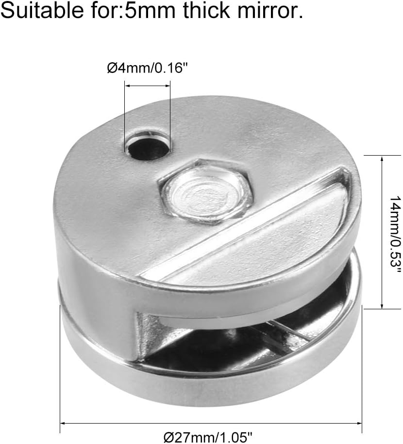 uxcell Clips de espejo de aleación de zinc Clips de vidrio Abrazaderas Soporte de forma redonda para espejo grueso de 0.197 in 10 unids
