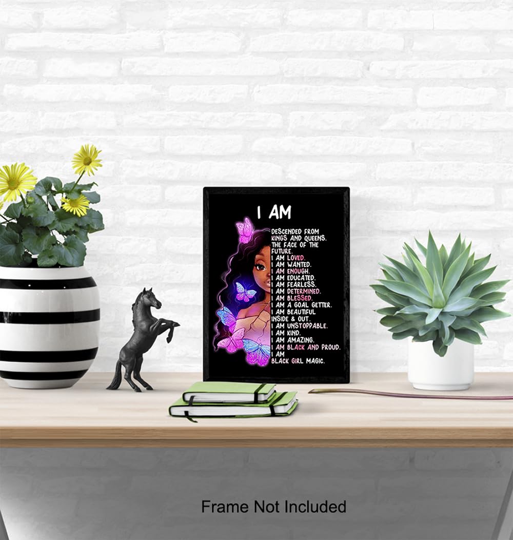 Inspiring Black Girl Wall Decor LARGE 11×14 – African American Girl Art Print – Inspirational positive affirmation – Motivational Quotes – Girls