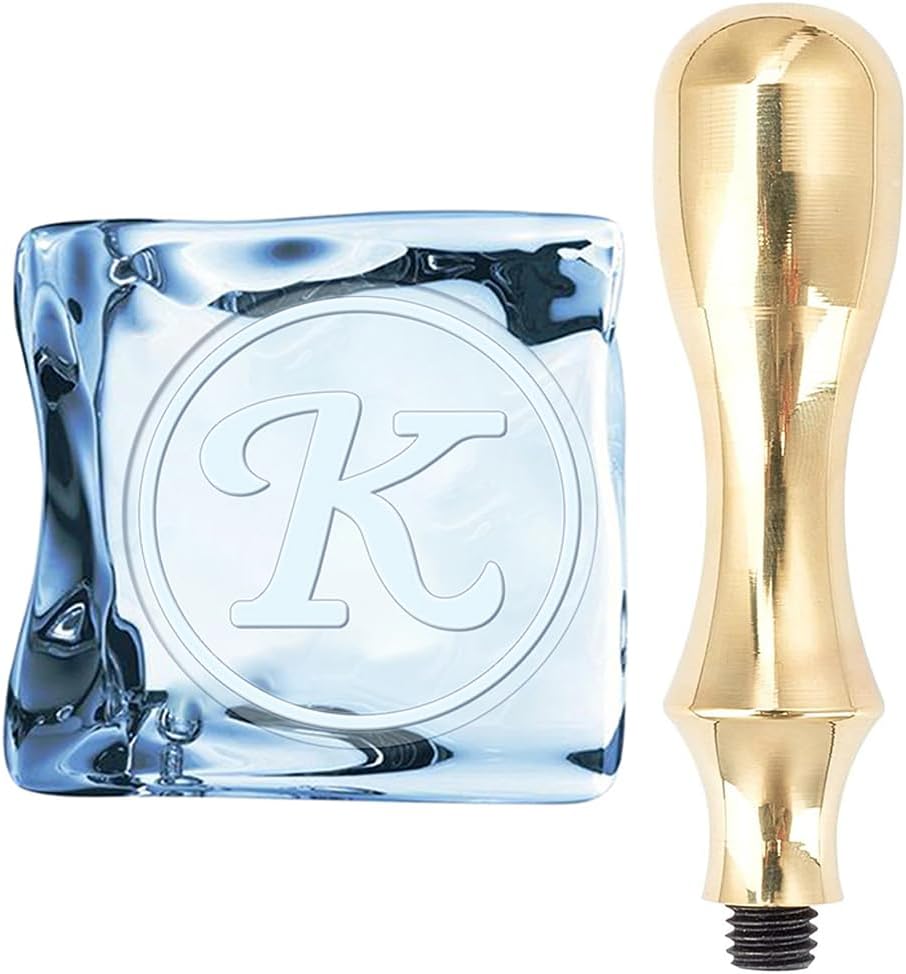 CRASPIRE Initials K Ice Cube – Sello de marca de hielo con cabeza de latón extraíble de latón, repuesto para cócteles, whisky, mojito, monograma,