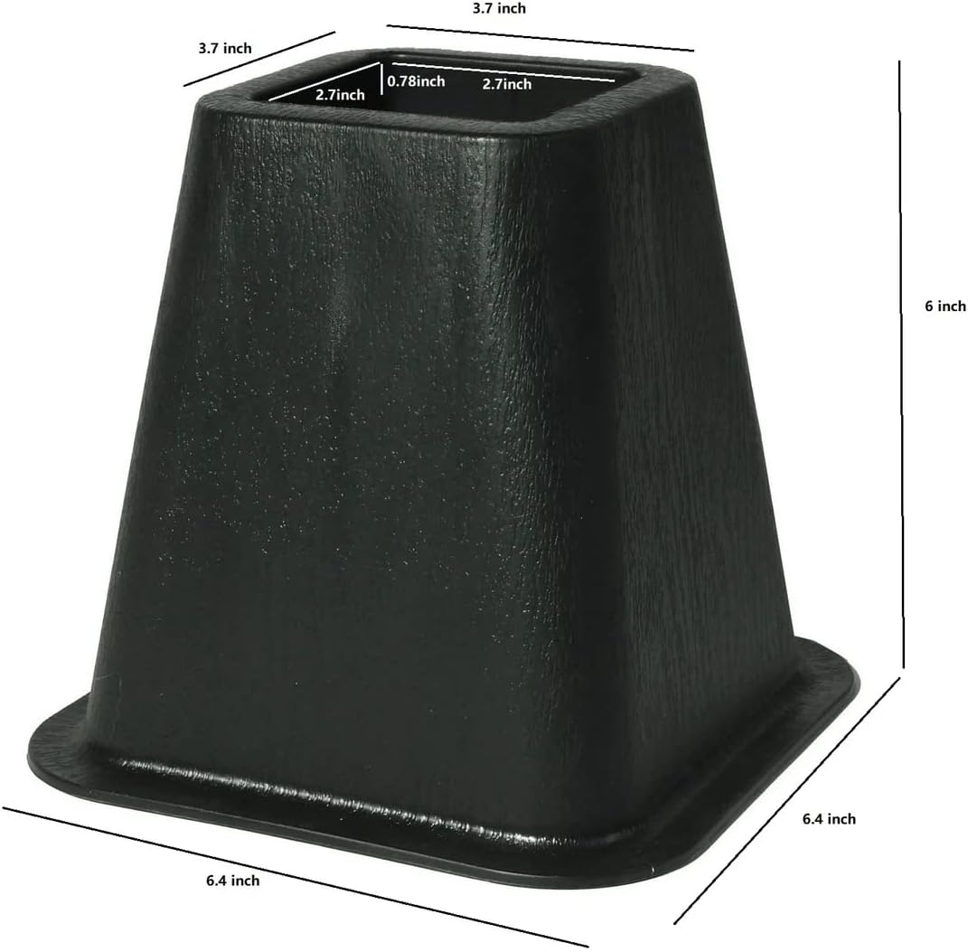 J&V TEXTILES Elevadores para muebles de cama, elevadores resistentes de 6 pulgadas para sofá y mesa, soporta hasta 1,300 libras, (juego de 4