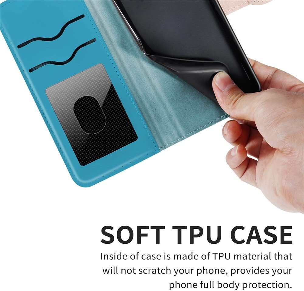 ROPIGO Funda tipo cartera para Samsung Galaxy A14 5G, piel sintética de alta calidad con diseño de árbol en relieve, función atril, ranuras para