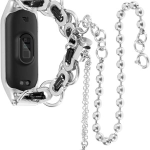 Compatible con la correa Mi Band 4 Barcelet, pulsera ajustable de 5.5 a 8.0 pulgadas, correa de repuesto de acero inoxidable para mujeres y hombres, Compatible con la correa Mi Band 4 Barcelet, pulsera ajustable de 5.5 a 8.0 pulgadas, correa de repuesto de acero inoxidable para mujeres y hombres,