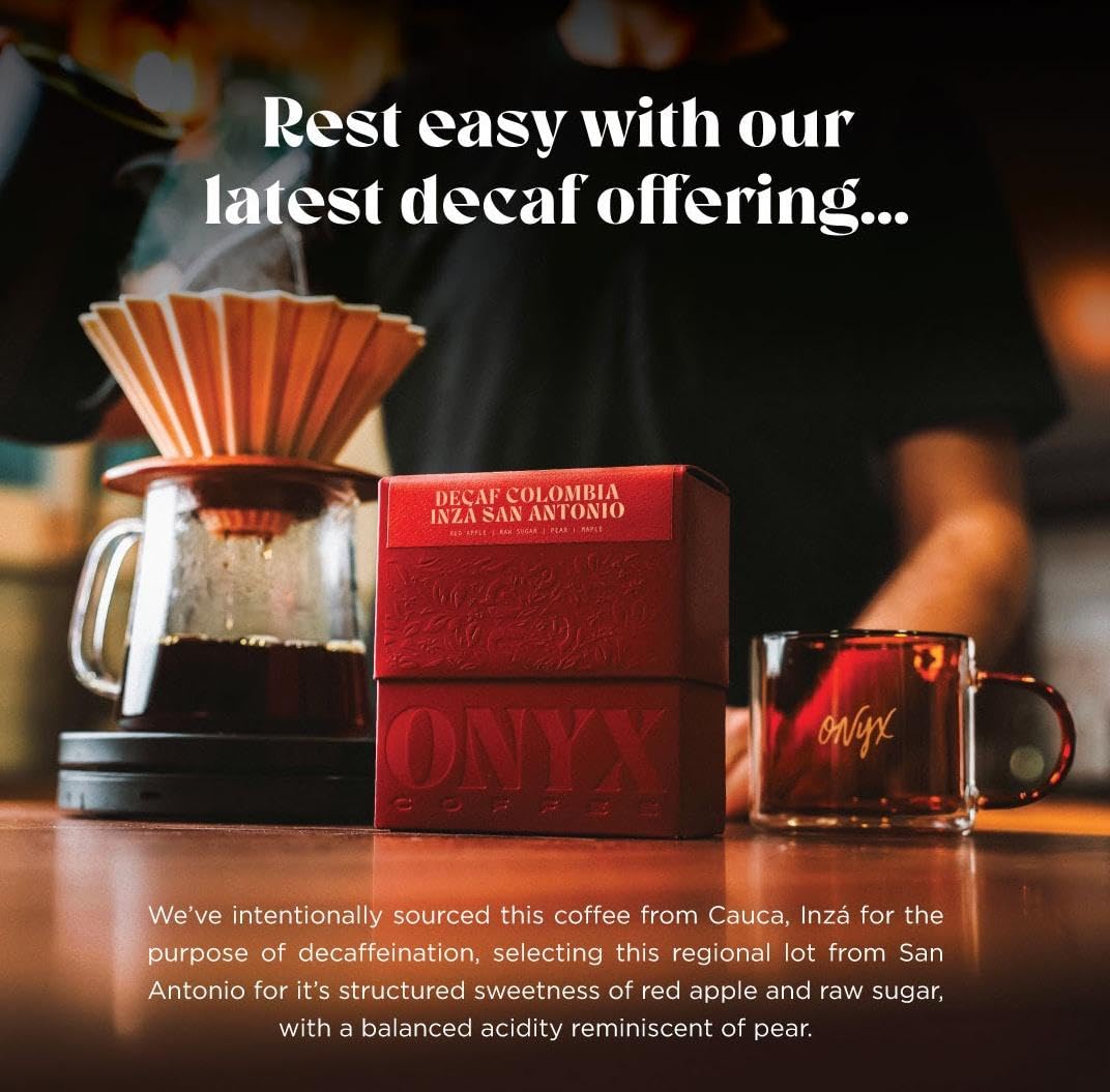 Onyx Coffee Lab Colombia Huila – Mezcla de café descafeinado  Granos de café tostado medio  Mezcla de granos de café colombiano enteros con notas de