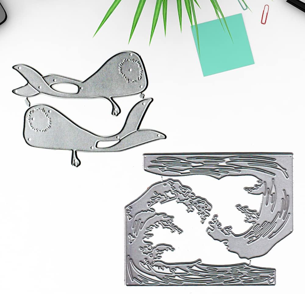 Troqueles de fondo de olas de metal para hacer tarjetas, troqueles de corte de ballena de pescado para decoración de bricolaje, papel artesanal,