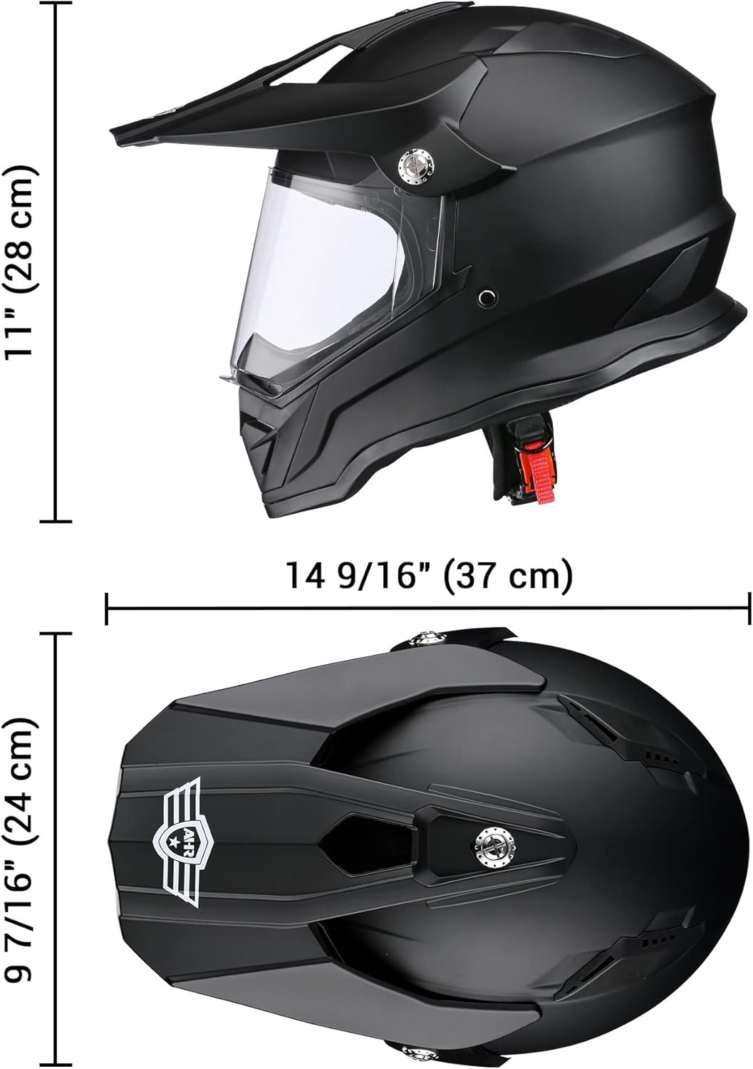 AHR Casco de motocicleta deportiva dual de cara completa, casco ligero para motocross, todoterreno, ATV, motocross, aprobado por DOT