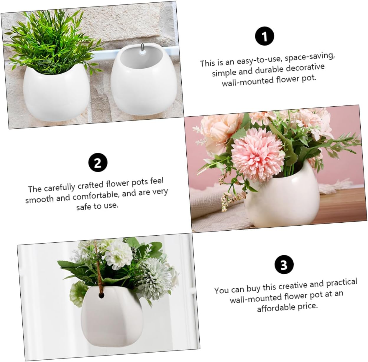 Yardwe Maceta colgante para plantas, 4 piezas, maceta colgante, florero, bonsái, contenedor de plantas de pared, contenedor para plantas, balcón,