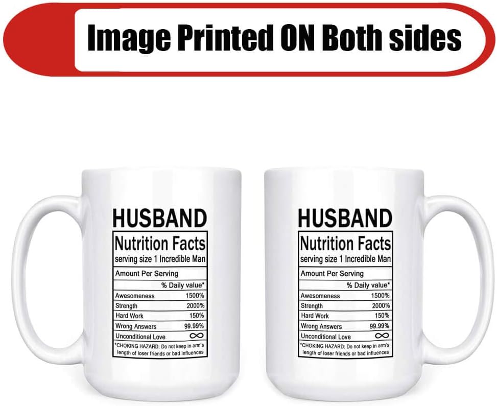 J.Ehonace Awesome Husband – Taza de café con etiqueta de datos nutricionales  15 onzas divertidas y encantadoras regalos de esposa para el día de