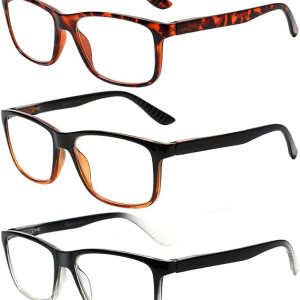 Kerecsen Paquete de 5 anteojos de lectura con bisagra de resorte para hombres y lectores de marco grande Kerecsen Paquete de 5 anteojos de lectura con bisagra de resorte para hombres y lectores de marco grande