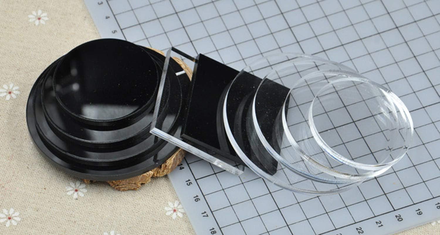 20 discos redondos de plexiglás acrílico, base de exhibición acrílica, discos acrílicos de plexiglás de 18 pulgadas (negro, 2 pulgadas)