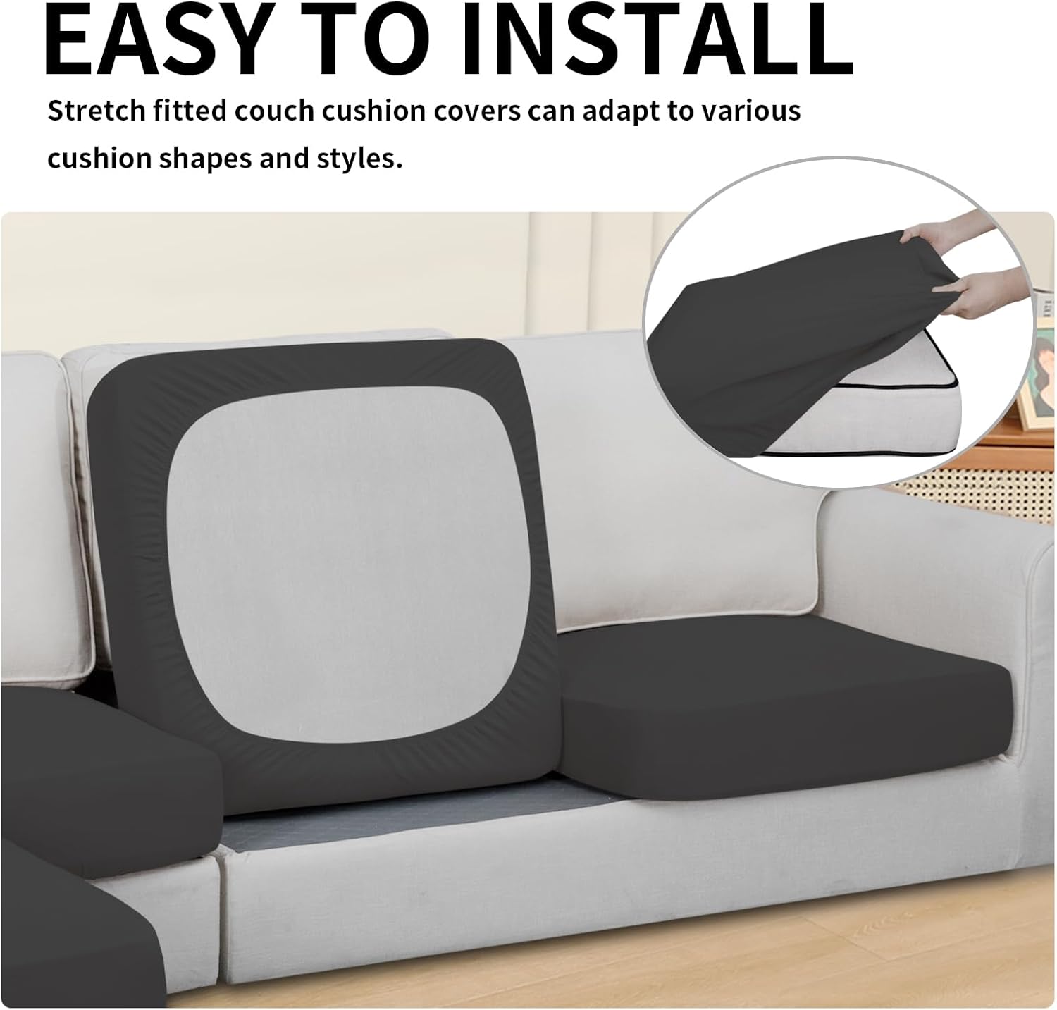 Easy-Going Fundas de cojín 100% impermeables de 4piezas para sofá, seccional izquierdo y derecho en forma de L, funda antideslizante para sofá,