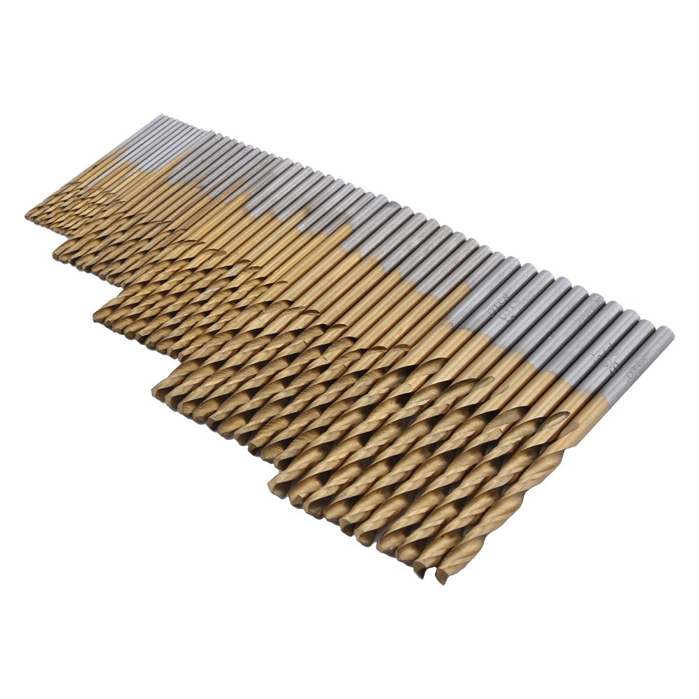 Juego de 50 brocas helicoidales con vástago HSS recubierto de titanio de acero de alta velocidad Mini broca micro exactitud 11.522.50.118 in