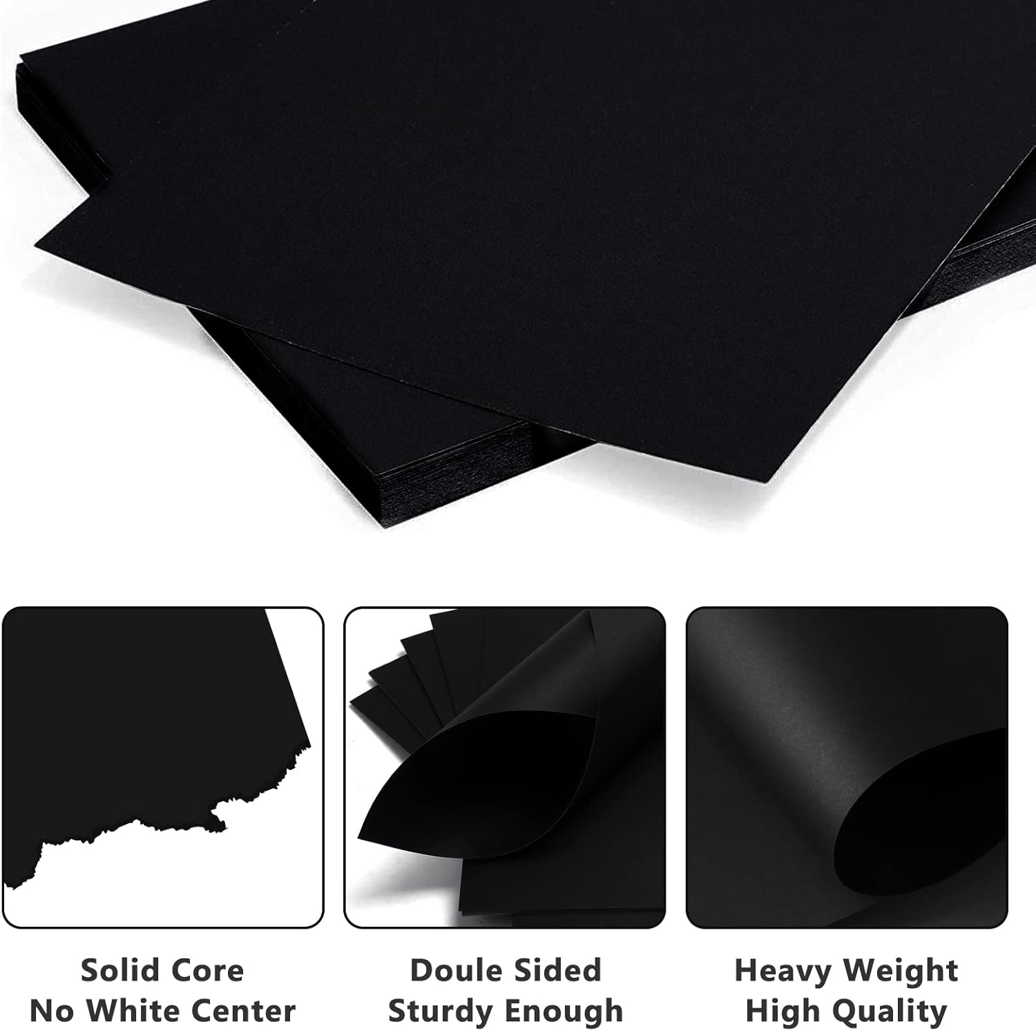 Cartulina negra de 8.5 x 0.40 ozm, papel de construcción negro, 20 hojas de papel grueso en blanco negro para invitaciones, proyectos de arte de